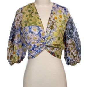 Zara Floral Puff Sleeve Wrap Top
